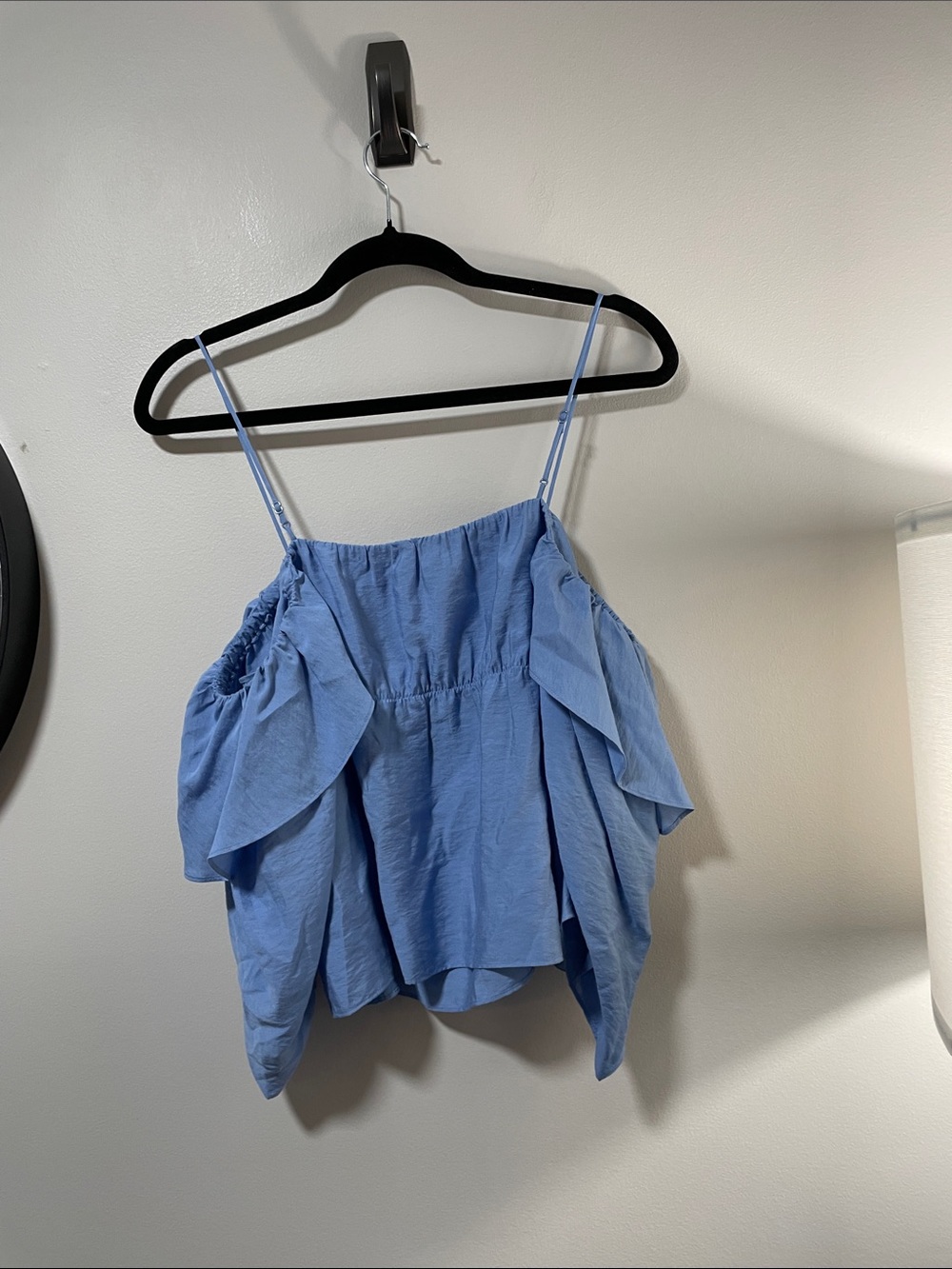 Vince Light Blue Off-Shoulder Ruffle Blouse - Picture 8 of 16
